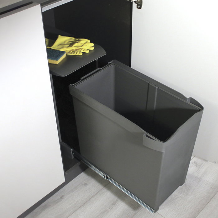 Emuca Contenedor de reciclaje de 30L, extracción automática, Gris antracita