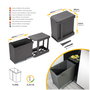Emuca Contenedor de reciclaje de 30L, extracción automática, Gris antracita