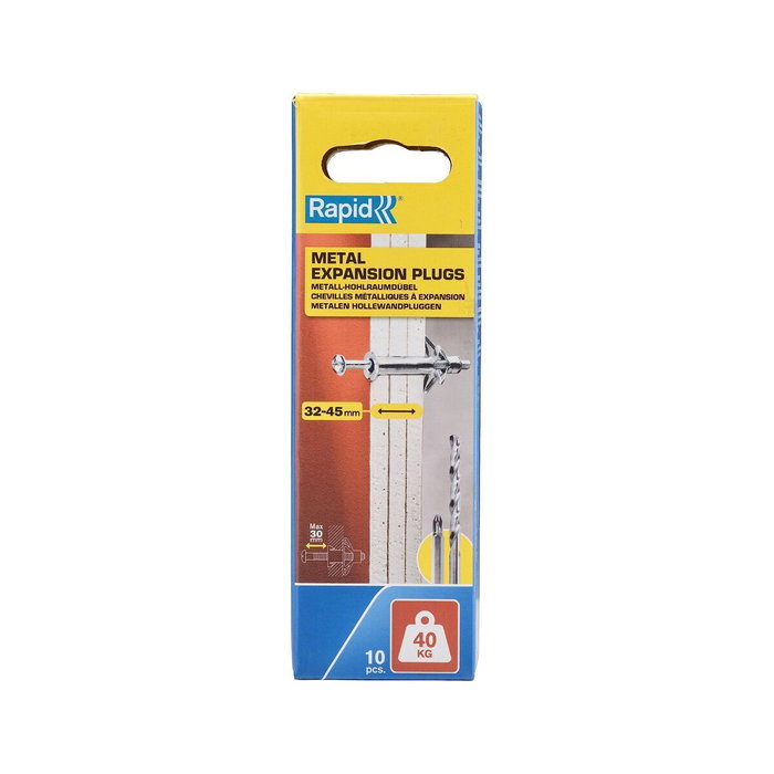 Rapid Taco de expansión metálico ø11 x 80 con tornillo m5 x 89, blíster 10 uds