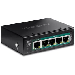 Trendnet TI-B541 Switch No Administrado Gigabit Ethernet de 5 Puertos con Energía sobre Ethernet (PoE/PoE+), Montaje en Pared/IP30, Color Negro