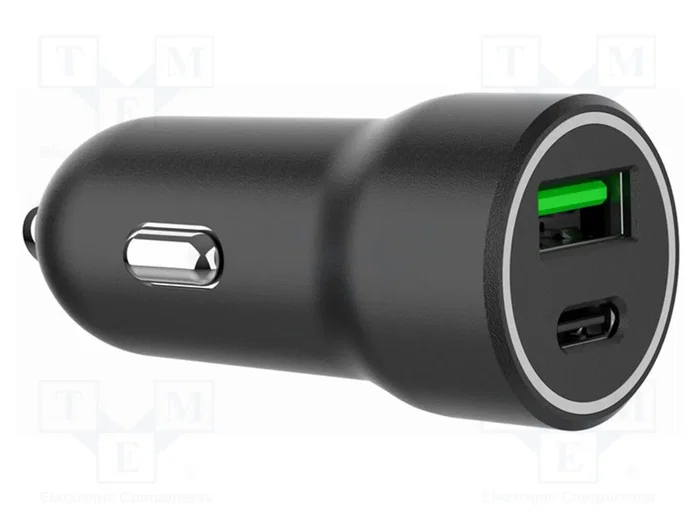 Gembird Cargador de coche 2 puertos USB PD y QC 3.0 Negro