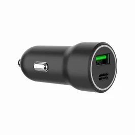 Gembird TA-UC-A2PDQC20-CAR-01 Cargador Coche Rápido 20W, 2 Puertos USB (Tipo C PD y Tipo A QC 3.0), Negro, Universal, Protección Sobrecorriente