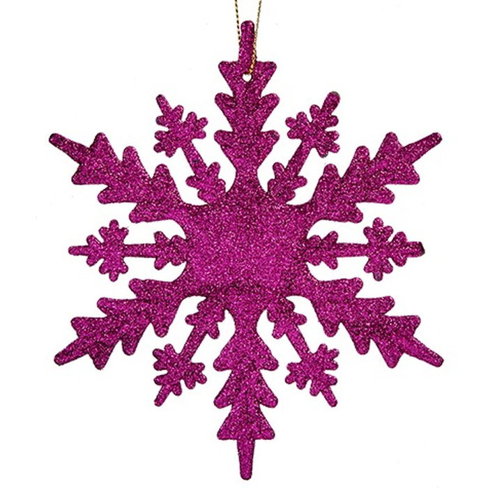 Adorno Navideño Krist+ Fucsia Plástico Purpurina Copos de nieve 15 x 15 x 0,2 cm (24 Unidades)
