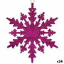 Adorno Navideño Krist+ Fucsia Plástico Purpurina Copos de nieve 15 x 15 x 0,2 cm (24 Unidades)