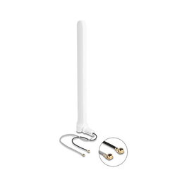 DeLOCK Antena WiFi 6 Doble 90581, 2x I-PEX MHF, 5 dBi, Omnidireccional con Giro, Banda Dual 2.4/5 GHz, Longitud 17 cm, Color Blanco