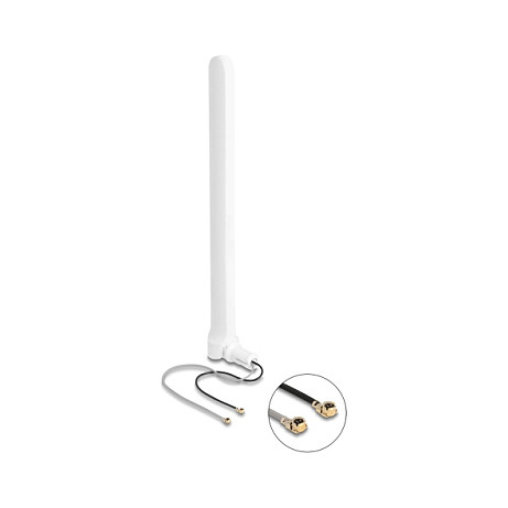 DeLOCK Antena WiFi 6 Omnidireccional 2x IPEX-MHF 5 dBi Blanco DeLOCK Antena WiFi 6 Omnidireccional 2x IPEX-MHF 5 dBi Blanco