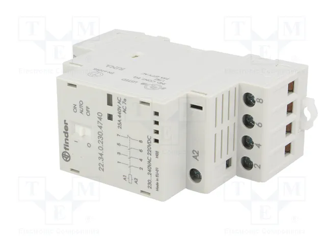 FINDER Contactor de Instalación Modular 4-polar 25A 230VAC/230VDC Serie 22