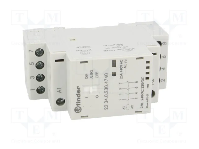 FINDER Contactor de Instalación Modular 4-polar 25A 230VAC/230VDC Serie 22