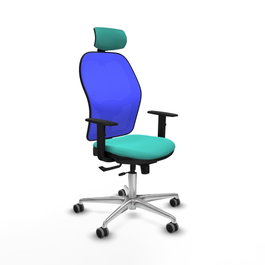 PIQUERAS Y CRESPO Silla de oficina Jorquera con mecanismo Sincro/Traslack, Turquesa y Azul