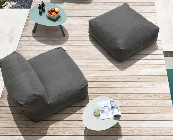 DKD Home Decor Pouf Terraza y Jardín Beige 87 x 32 x 87 cm