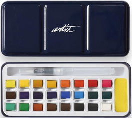 ARTIST BY ALEX BOG Estuche 24 pastillas acuarela + pincel tinbox artist
