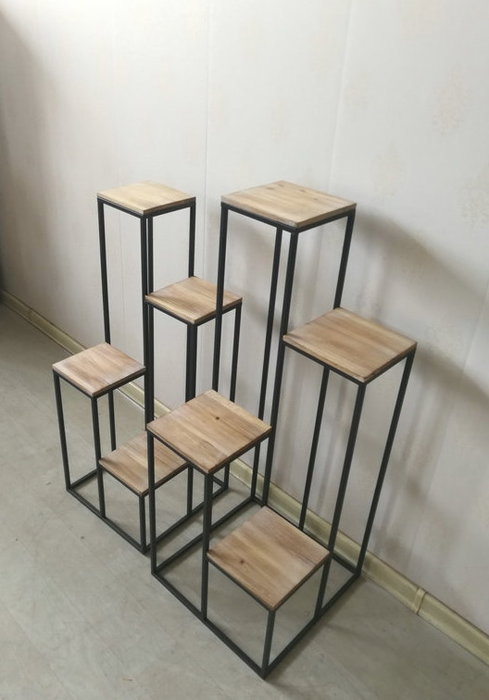 DKD Home Decor Repisa Moderno Wood furni26 Negro Natural 40 x 100 x 40 cm Set de 2