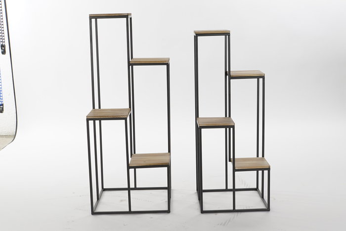 DKD Home Decor Repisa Moderno Wood furni26 Negro Natural 40 x 100 x 40 cm Set de 2