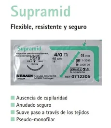 B. Braun Sutura Supramid Black 1 USP HS26S 75cm 12 unidades