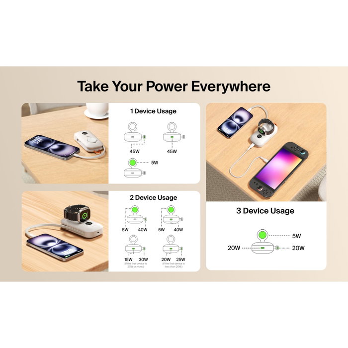 Belkin Power Bank 10.000 mAh 45W con cargador Apple Watch - Arena