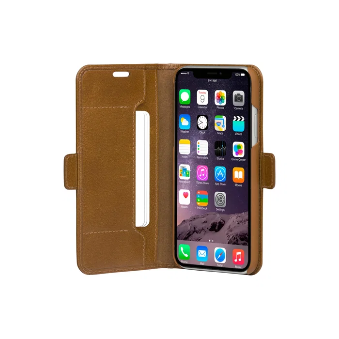 Dbramante1928 CPH Slim Funda cartera de cuero para Apple iPhone 11, bronceado, soporte sobremesa, bolsillo tarjetas