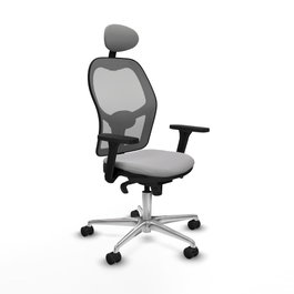 PIQUERAS Y CRESPO Silla de oficina Jorquera con mecanismo Sincro, brazos 3D y cabecero fijo, Gris