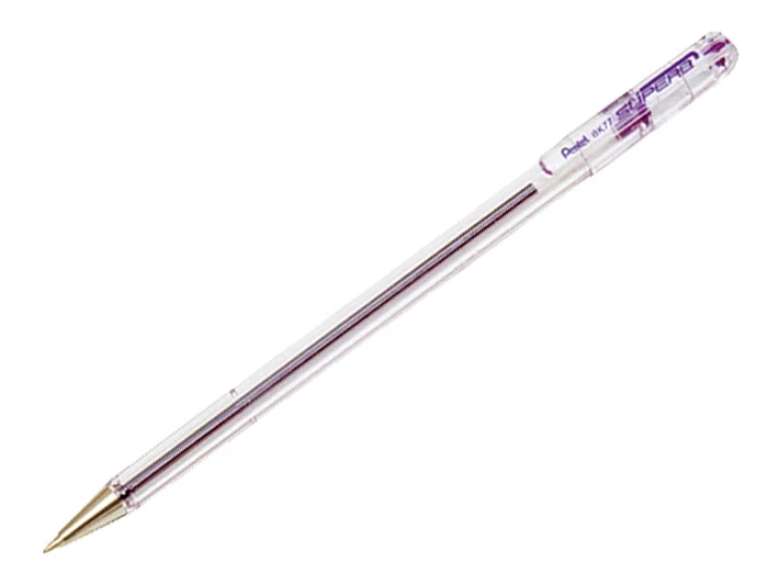Pentel Boligrafo BK-77 V Violeta Tinta Aceite Punta 0,7mm Trazo 0,27mm Cuerpo Transparente