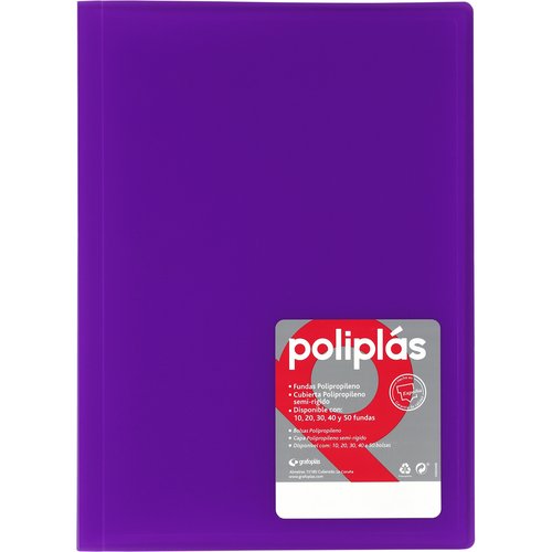 Grafoplás Carpeta Poliplás de Polipropileno con 10 Fundas Violeta