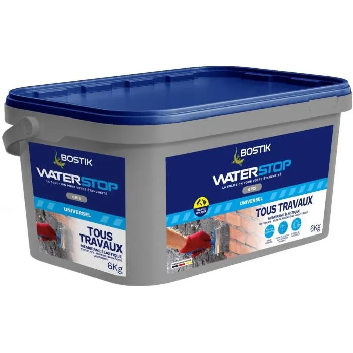 Bostik Waterstop Membrana Impermeabilizante para Reparación de Fugas Cubo 6 kg Gris Bostik Waterstop Membrana Impermeabilizante para Reparación de Fugas Cubo 6 kg Gris