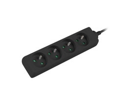 Lanberg Regleta de 4 tomas PL con cable de 1,5m, negra