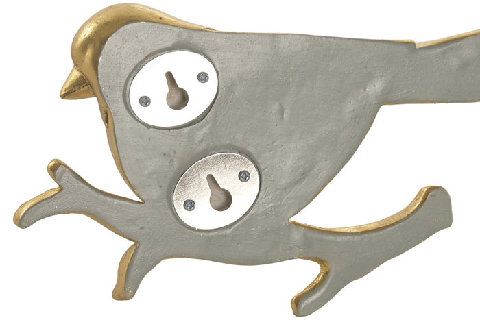 DKD Home Decor Decoración de pared de pájaros en resina y espejo Dorado