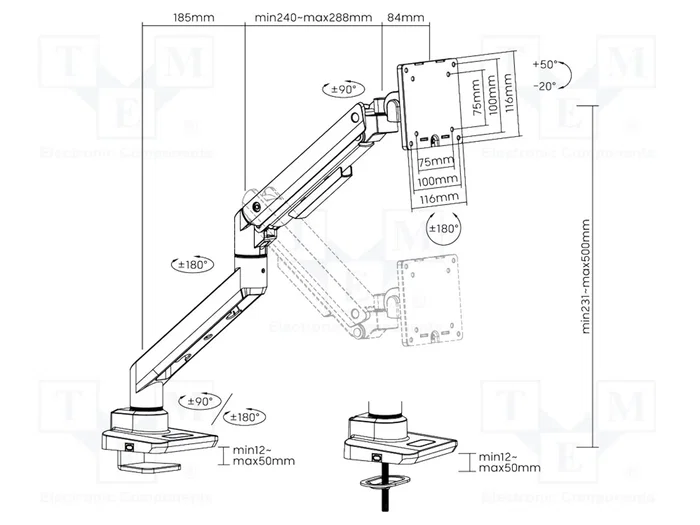 LogiLink BP0168 Soporte de Monitor con Gas de 17-49 pulgadas