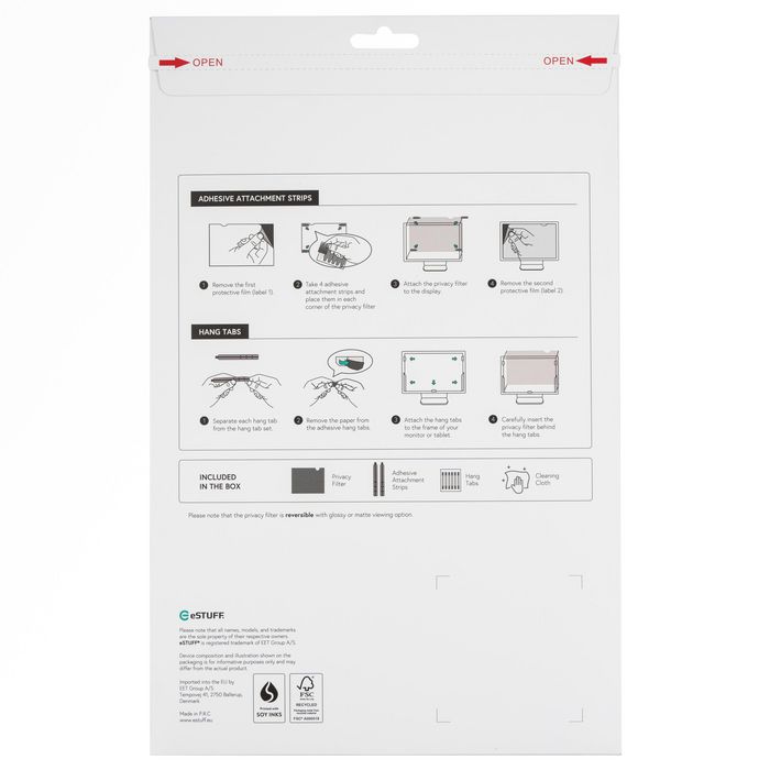 eSTUFF Filtro de Privacidad para Pantalla 14" Formato 16:10 - Protección Contra Vistas Laterales, Antiarañazos