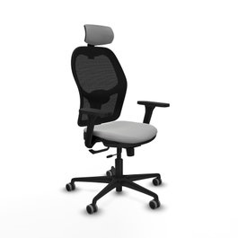 PIQUERAS Y CRESPO Silla de oficina Jorquera Gris claro/Negro con mecanismo Sincro/Traslack y brazos 3D