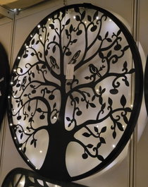 DKD Home Decor Decoración de Pared LED Metal Árbol Pájaros Negro