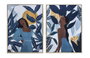 DKD Home Decor Set de 2 Cuadros de Lienzo Chica Hojas Tropical