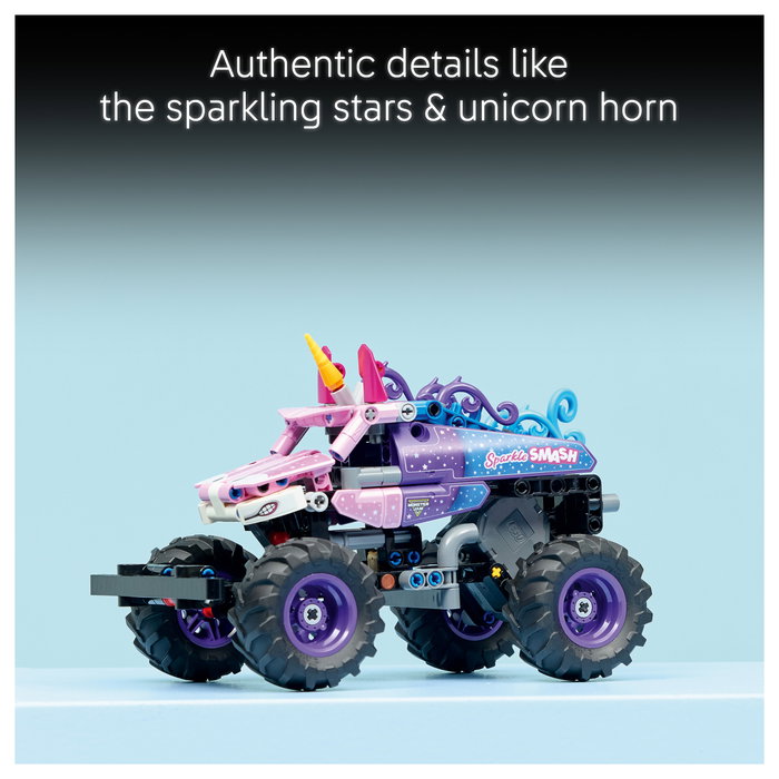 LEGO Technic Monster Jam Sparkle Smash 42220 con motor de carga manual