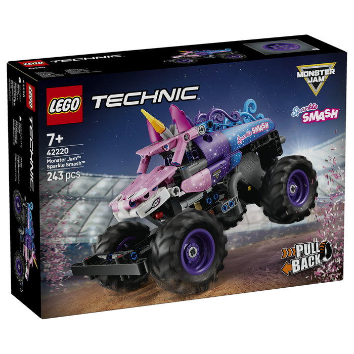 LEGO Technic Monster Jam Sparkle Smash 42220 con motor de carga manual