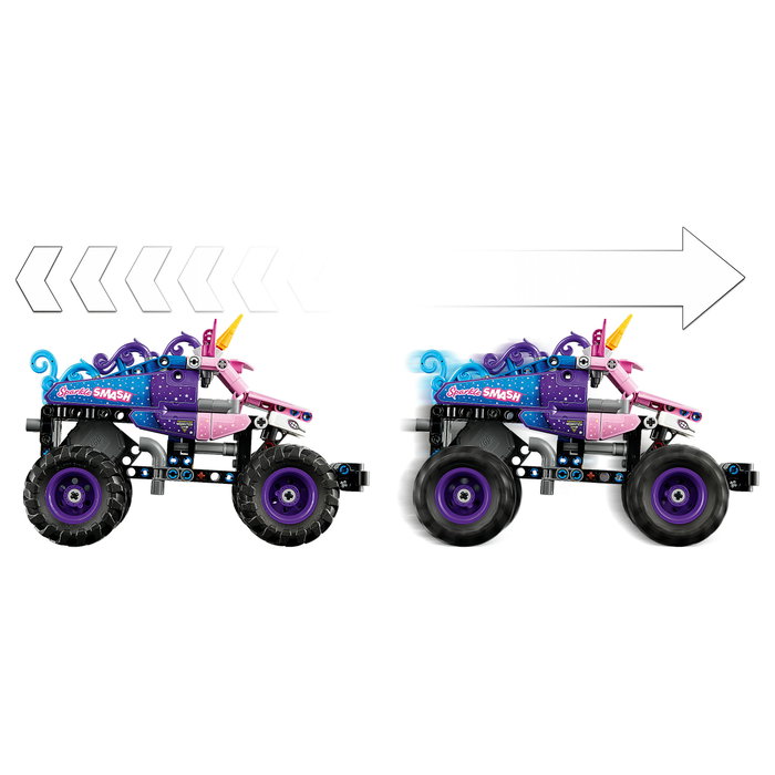 LEGO Technic Monster Jam Sparkle Smash 42220 con motor de carga manual