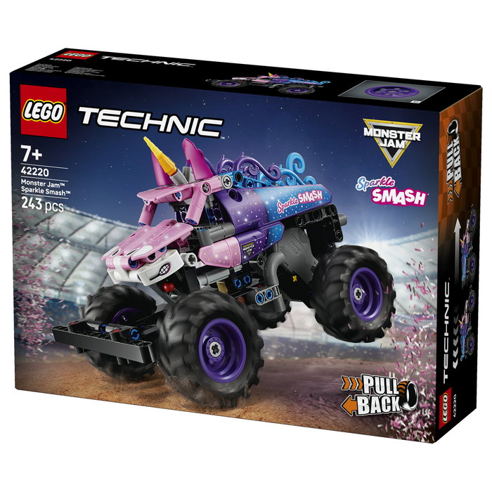 LEGO Technic Monster Jam Sparkle Smash 42220 con motor de carga manual