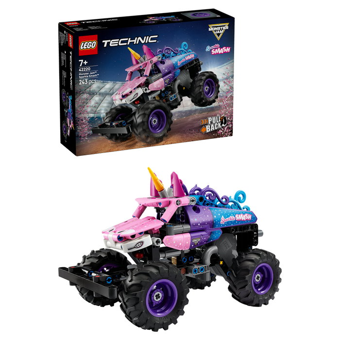 LEGO Technic Monster Jam Sparkle Smash 42220 con motor de carga manual