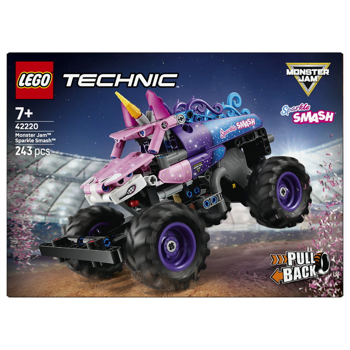 LEGO Technic Monster Jam Sparkle Smash 42220 con motor de carga manual