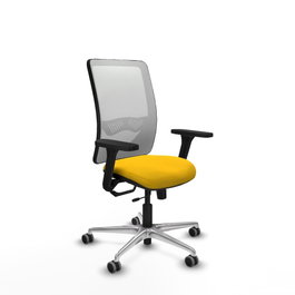 PIQUERAS Y CRESPO Silla de oficina Zulema con mecanismo Sincro/Traslack, Amarillo y Blanco