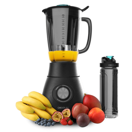 Cecotec Power Black Titanium 1800 Go - Batidora de vaso 1800W, 1.8 L, 6 cuchillas de titanio, función turbo pica hielo, botella portátil 600ml, Negro