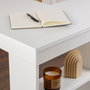 Hanah Home Escritorio de Estudio, 130x120x72 cm, Blanco Natural, Tablero de Partículas con Melamina, Escritorio para Ordenador, Oficina en Casa
