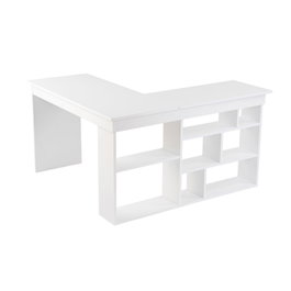 Hanah Home Escritorio de Estudio, 130x120x72 cm, Blanco Natural, Tablero de Partículas con Melamina, Escritorio para Ordenador, Oficina en Casa