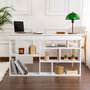 Hanah Home Escritorio de Estudio, 130x120x72 cm, Blanco Natural, Tablero de Partículas con Melamina, Escritorio para Ordenador, Oficina en Casa