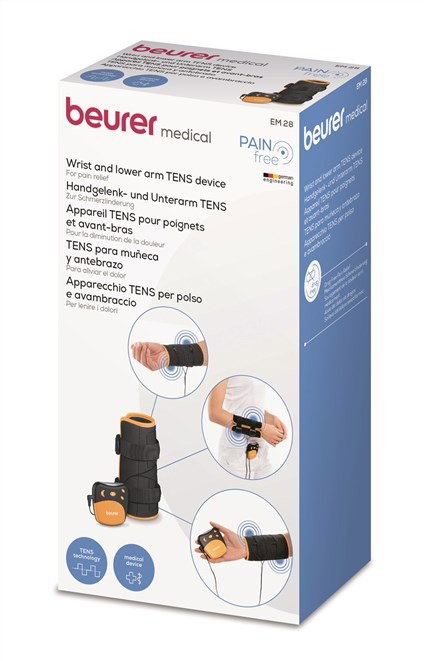 Beurer EM-28 Electroestimulador para Muñeca y Antebrazo con Tecnología TENS - 4 Aplicaciones Pre-programadas