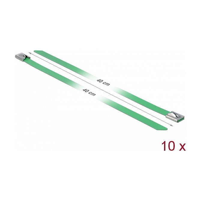 DeLOCK Sujetacables de Acero Inoxidable 400 x 7,9 mm Verde 10 Unidades DeLOCK Sujetacables de Acero Inoxidable 400 x 7,9 mm Verde 10 Unidades