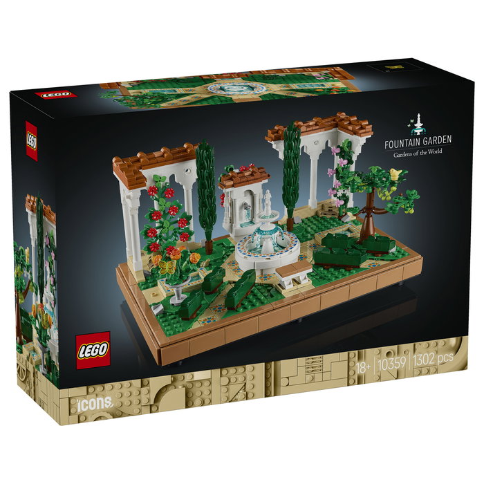 LEGO 10359 Icons Jardín con Fuente, Juego de Construcción, 1302 Piezas, para Adultos 18+