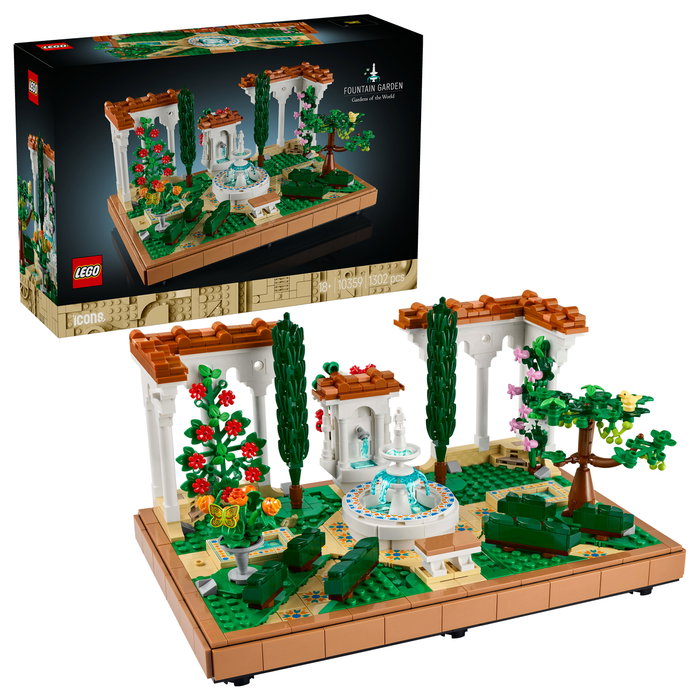 LEGO 10359 Icons Jardín con Fuente, Juego de Construcción, 1302 Piezas, para Adultos 18+