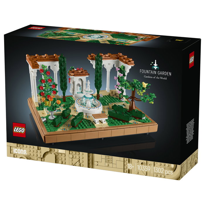 LEGO 10359 Icons Jardín con Fuente, Juego de Construcción, 1302 Piezas, para Adultos 18+