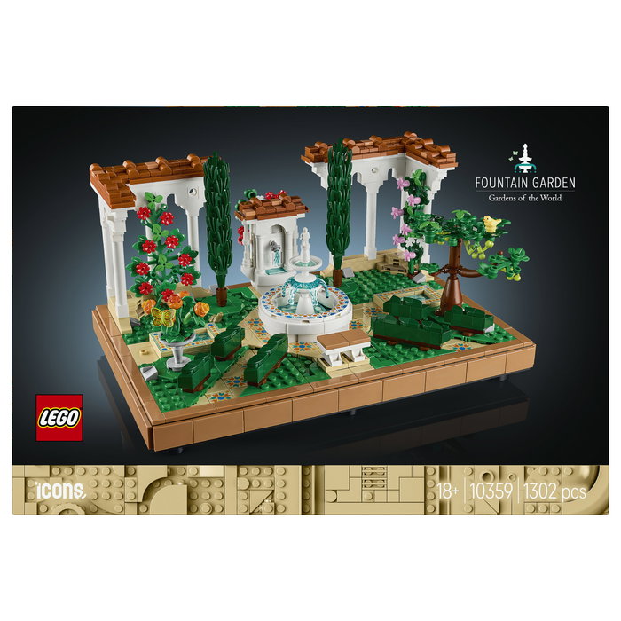 LEGO 10359 Icons Jardín con Fuente, Juego de Construcción, 1302 Piezas, para Adultos 18+