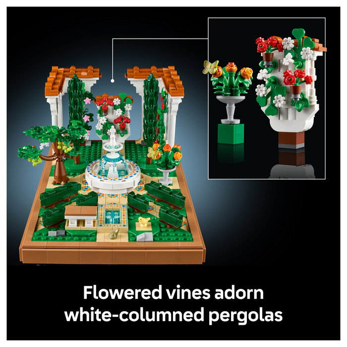 LEGO 10359 Icons Jardín con Fuente, Juego de Construcción, 1302 Piezas, para Adultos 18+