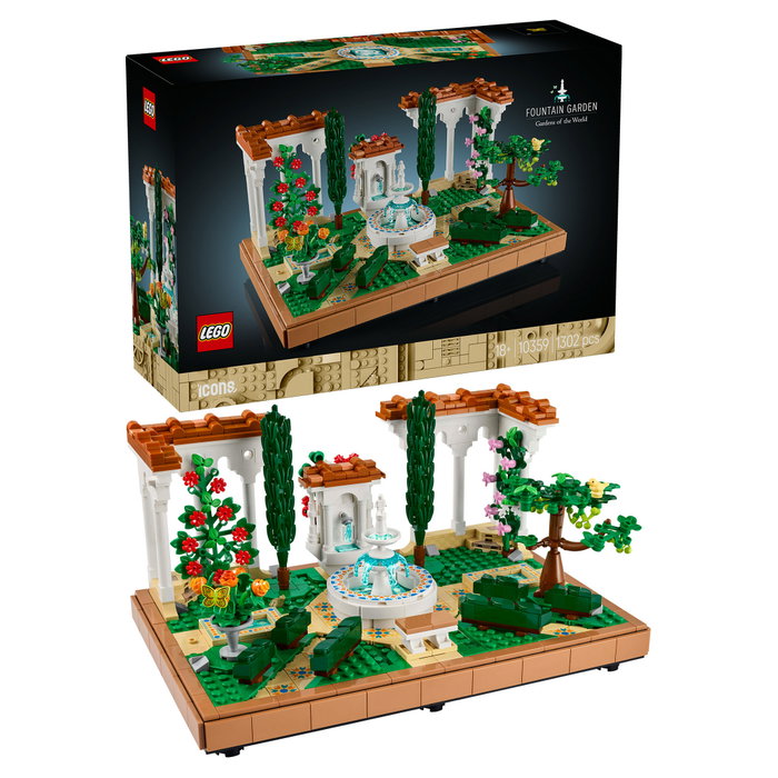 LEGO 10359 Icons Jardín con Fuente, Juego de Construcción, 1302 Piezas, para Adultos 18+